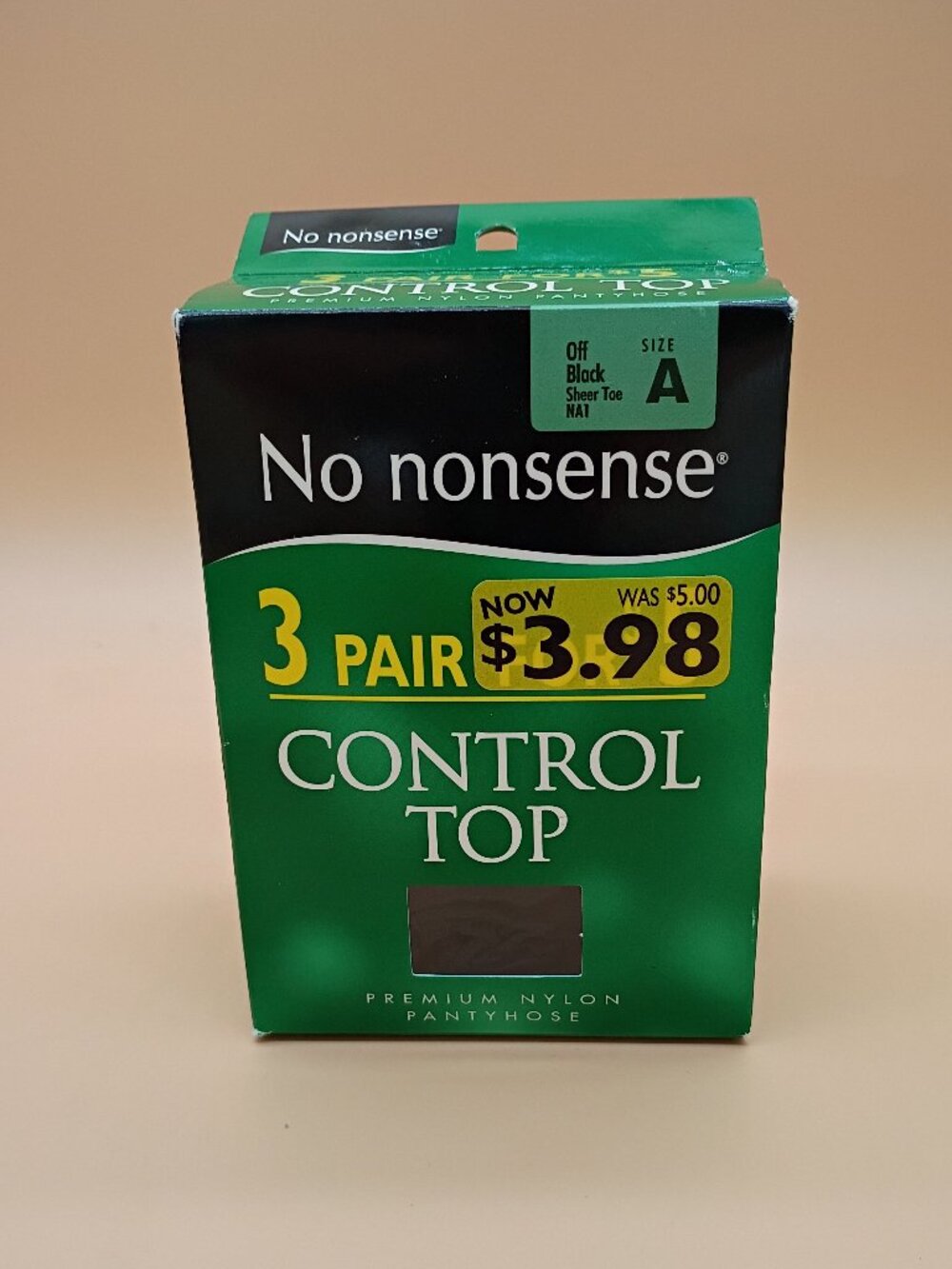 Vintage Y2K No Nonsense Control Top Off Black Stockings Pantyhose 3 Pair Size A